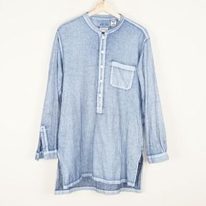 Blue Blue Japan Pure Indigo 100% Cotton Popover Blue Shirt Mens Sz M